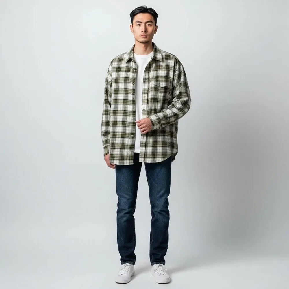 Chapel Hill Yellow White Green Plaid Cotton Blend Button Down Shirt size  XL